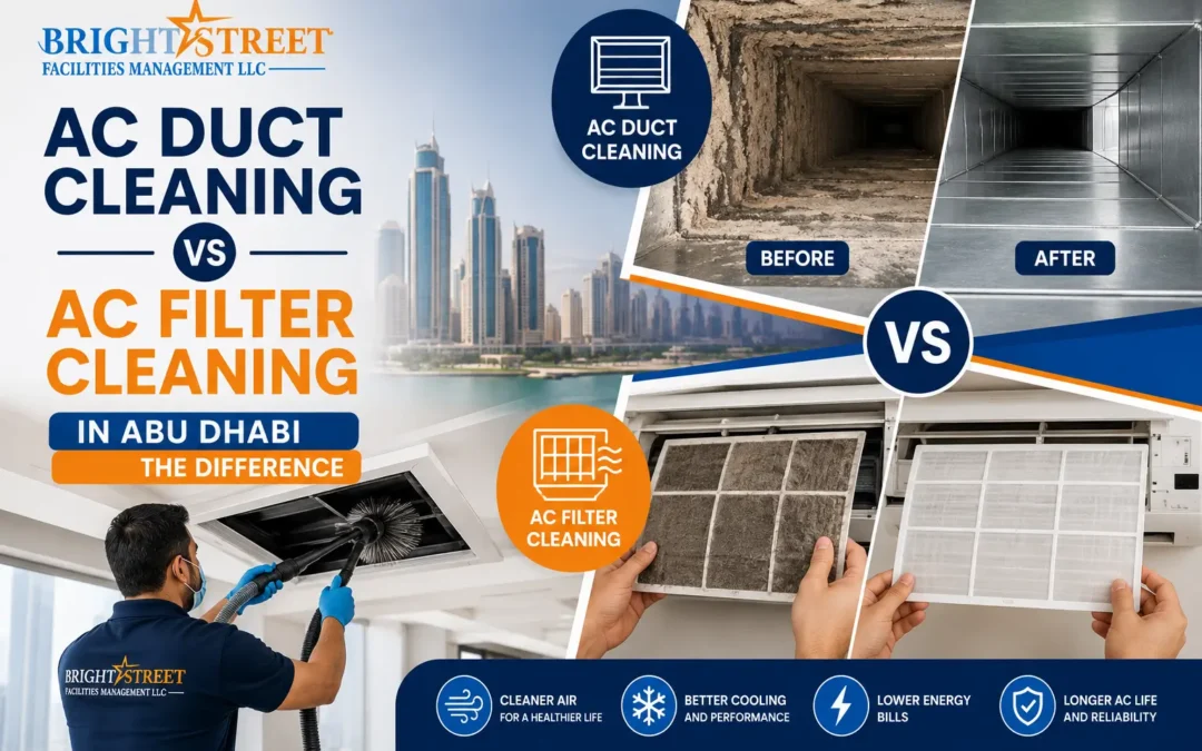 AC duct cleaning vs AC filter cleaning comparison in Abu Dhabi